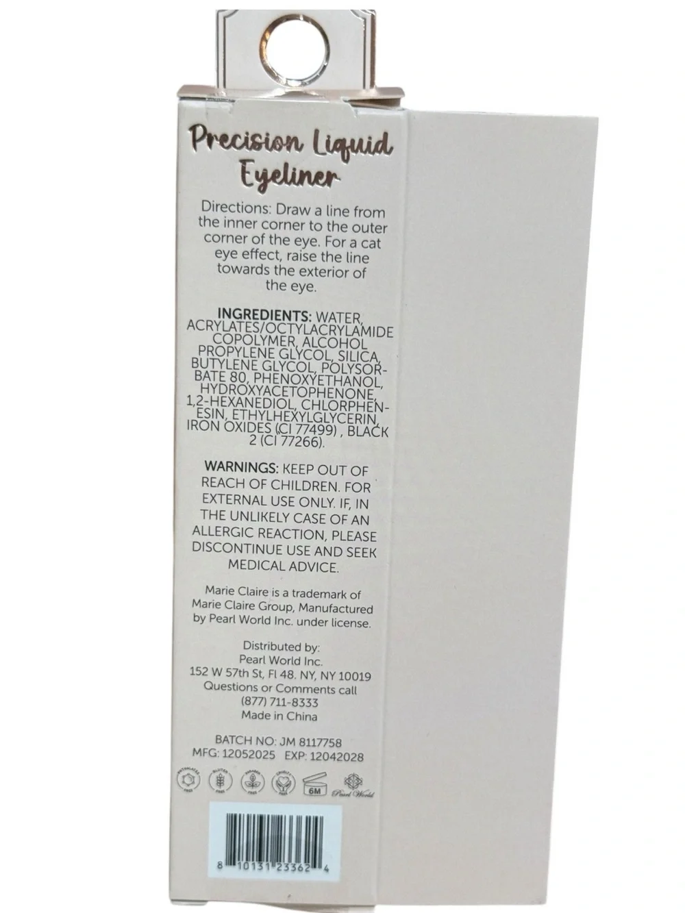 Marie Claire Paris Precision Liquid Eyeliner in Jet Black NWT
